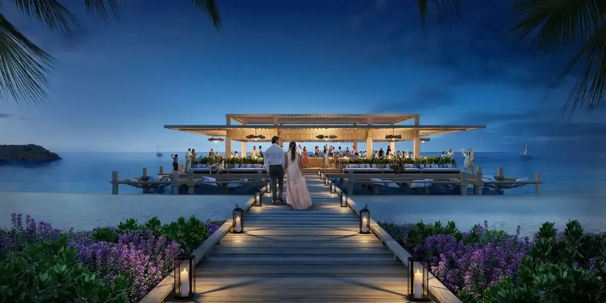 Illustrative waterfront dining pavilion at Address Residences