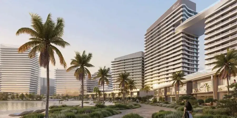 Landscaped beachfront walkway beside Fairmont Residences Al Marjan Island