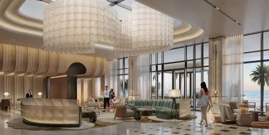 Double-height Fairmont Residences owners lobby