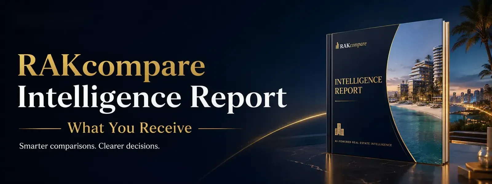 RAKcompare Intelligence Report showing a premium AI-powered real estate comparison report