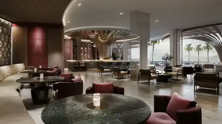 JW Marriott Residences owners lounge and bar with waterfront outlook