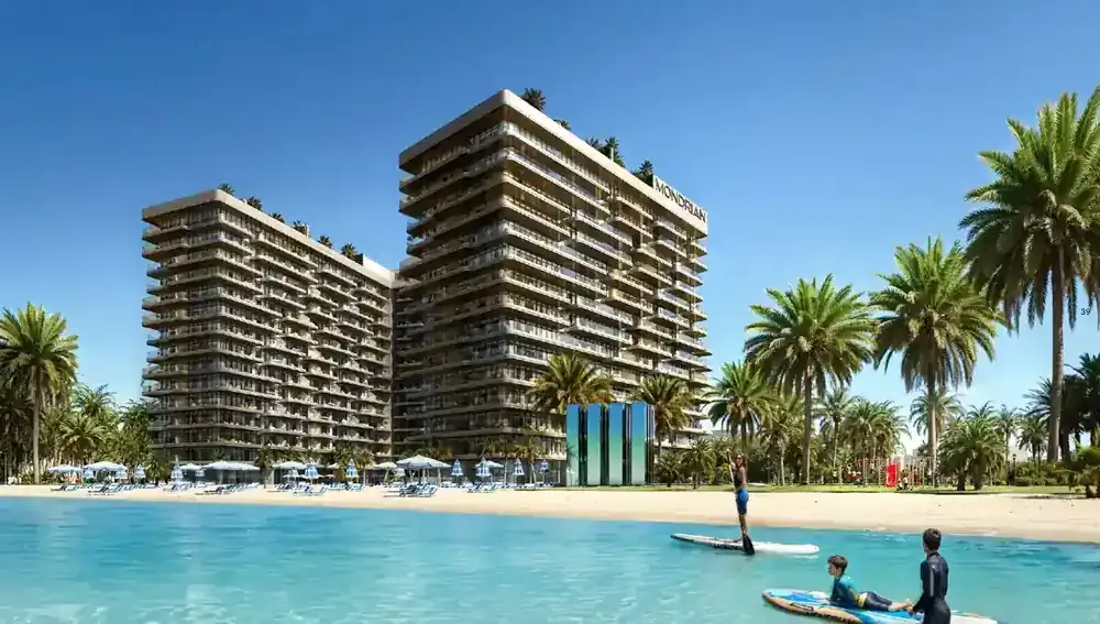 Artist impression of Mondrian Al Marjan Island Beach Residences with direct beach access