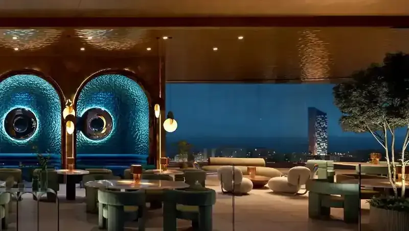 Artist impression of the Mondrian Residents Sky Club lounge
