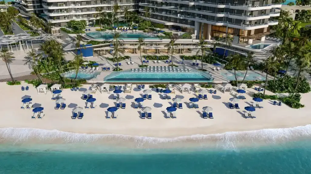 Artist impression of Nikki Beach Residences beachfront pools and private beach