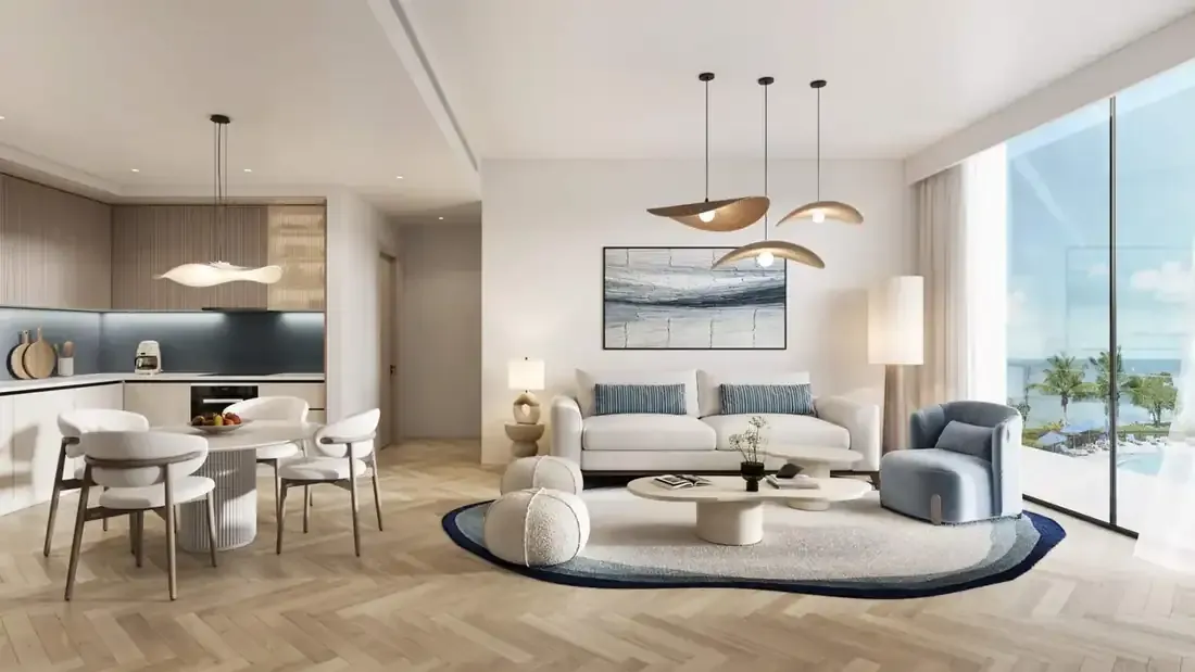 Artist impression of a Nikki Beach Residences apartment living room