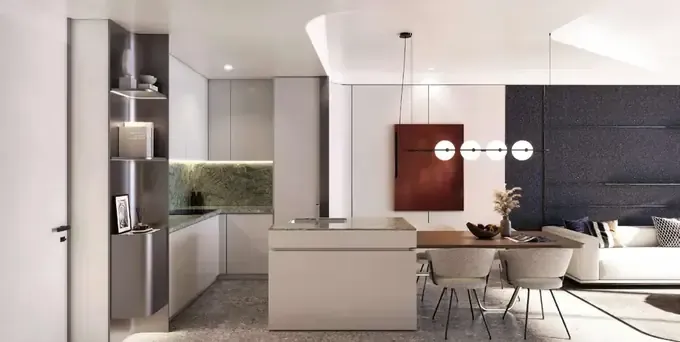 Palazzo Tissoli fitted kitchen and furnished dining area