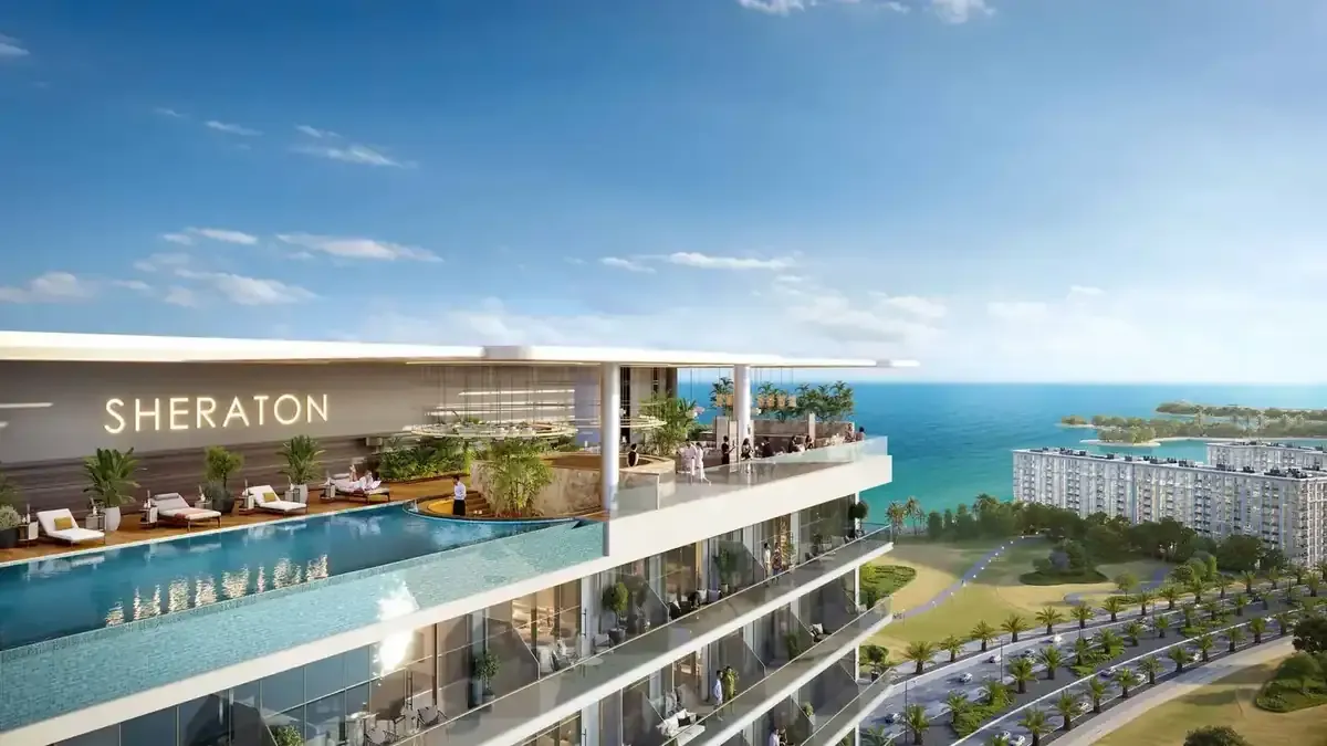 Sheraton Residences rooftop infinity pool and coastal setting