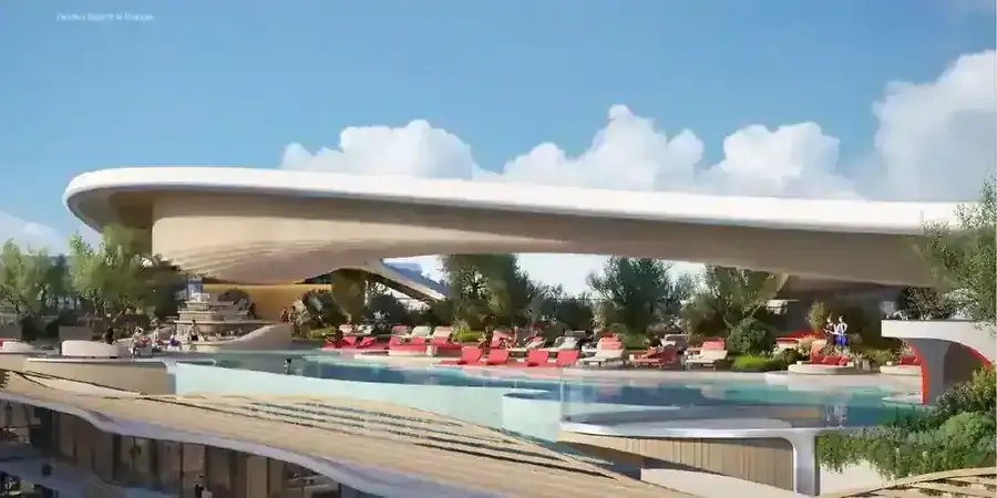 Illustrative rooftop infinity pool at The Unexpected Hotel and Residences