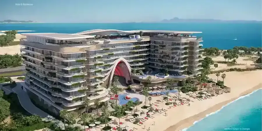 Aerial illustration of The Unexpected Al Marjan Island Hotel and Residences