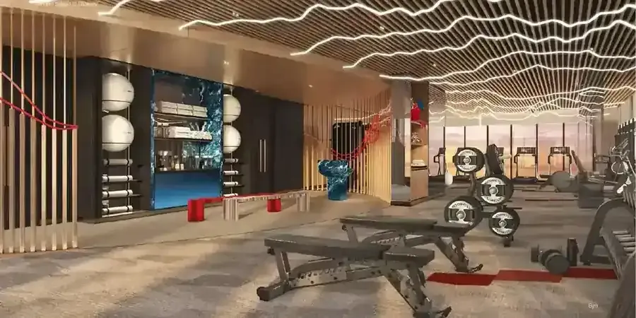 Illustrative fitness facility at The Unexpected Hotel and Residences