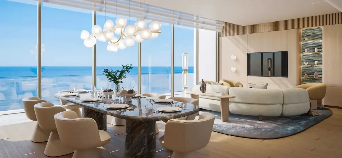 W Residence dining and living area with sea views