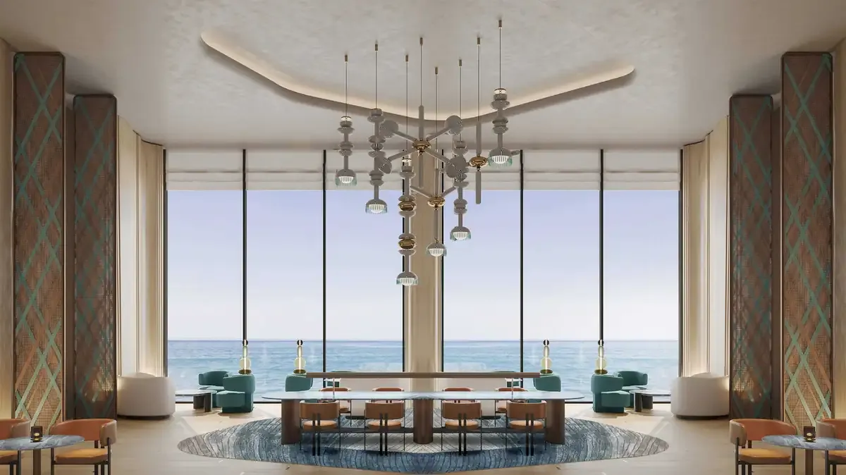 W Residences owners lounge overlooking the sea