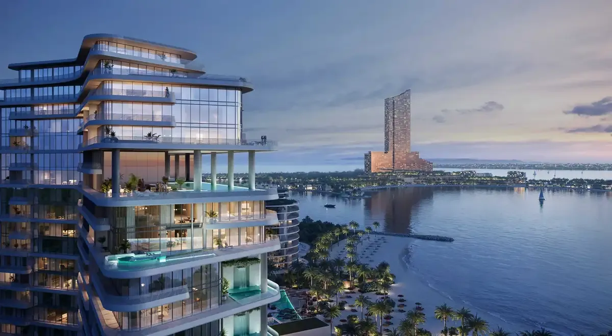 W Residences tower outlook toward the wider Al Marjan Island resort district