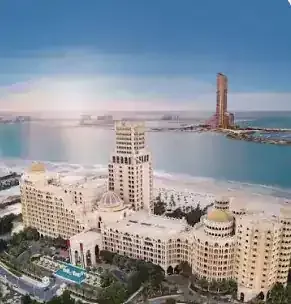 Waldorf Astoria Ras Al Khaimah with Al Marjan Island and Wynn in the distance