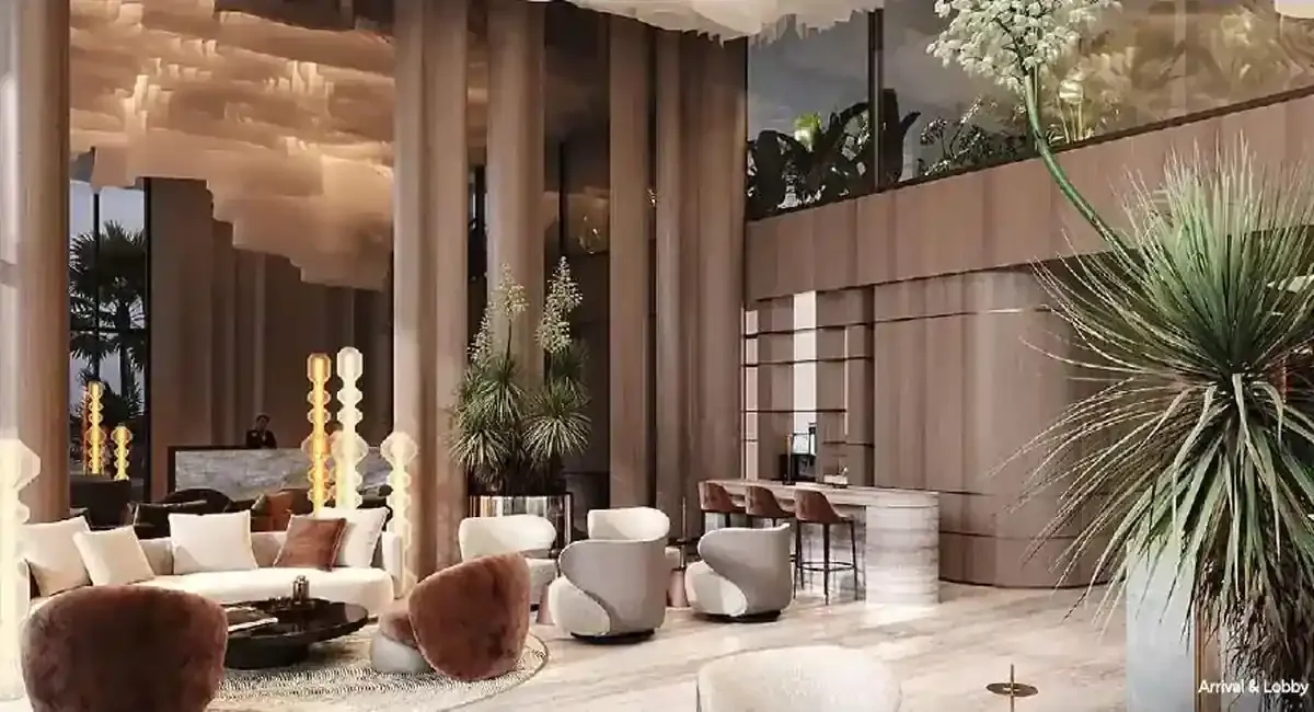Artist impression of the Wyndham Residences lobby and concierge arrival area